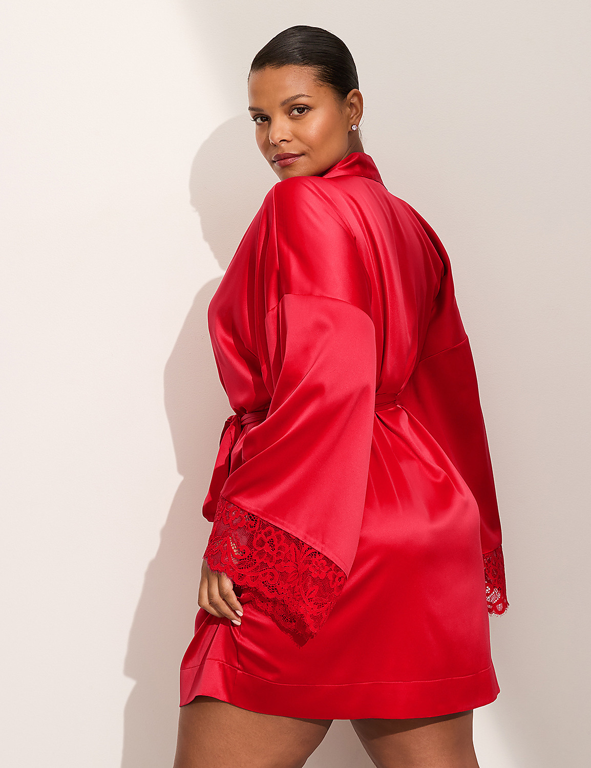Satin Lace-Trim Robe Product Image 2