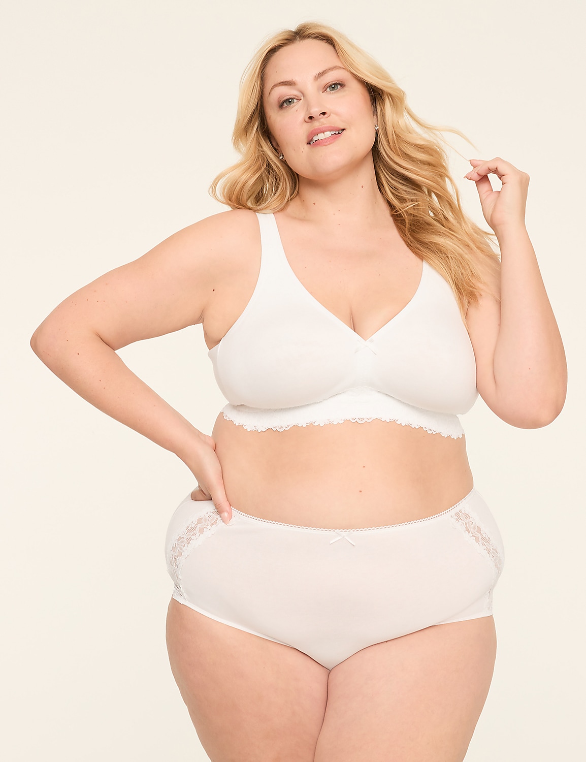 Cotton Unlined No-Wire Bra With Lace Product Image 4