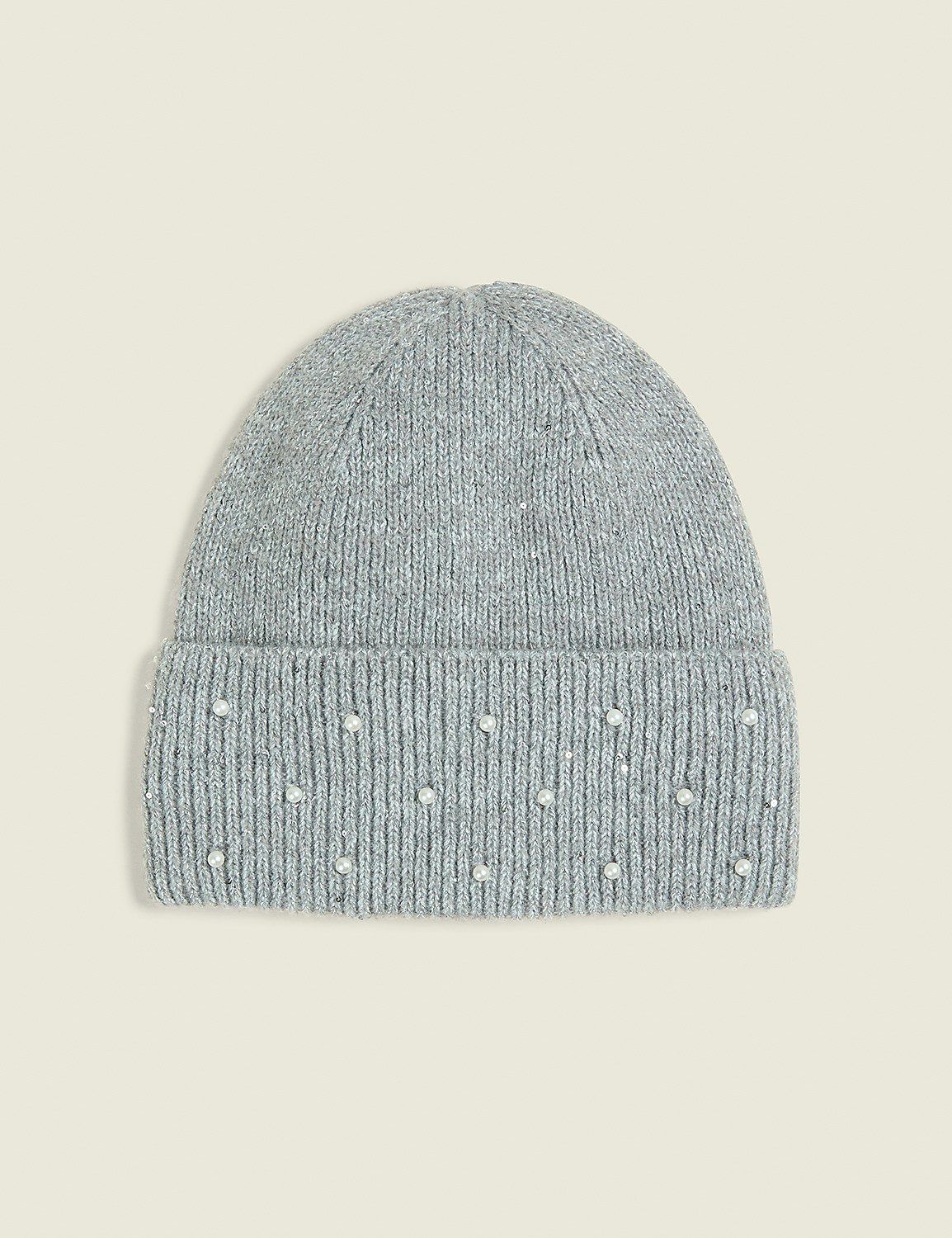 Embellished Pearlized Lurex Knit Hat Product Image 1