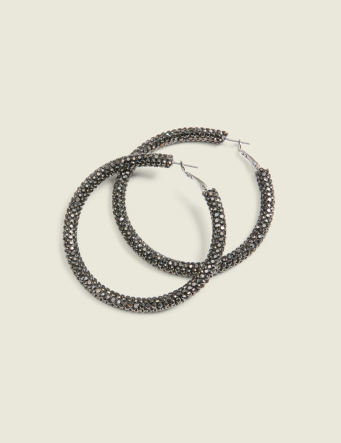 Grey Pave Hoop Earrings Product Image 1