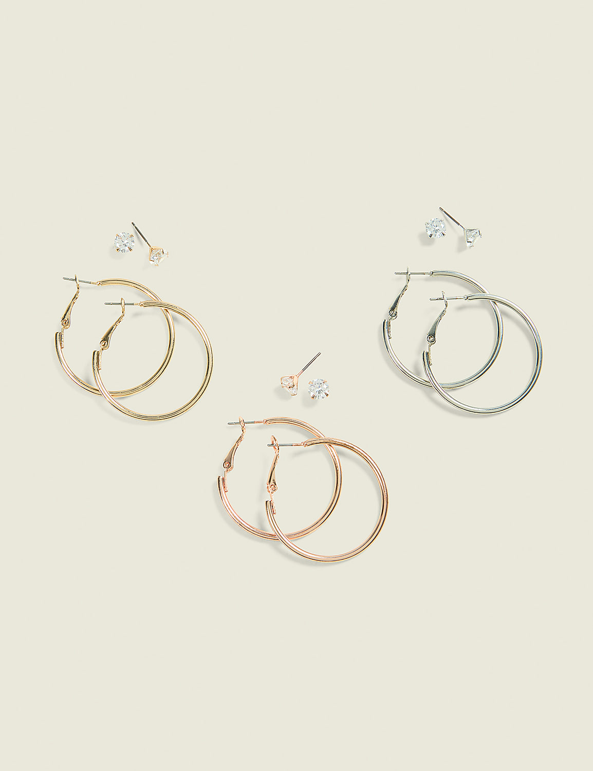 Mixed Metal Hoop & CZ Earring Pack Product Image 1