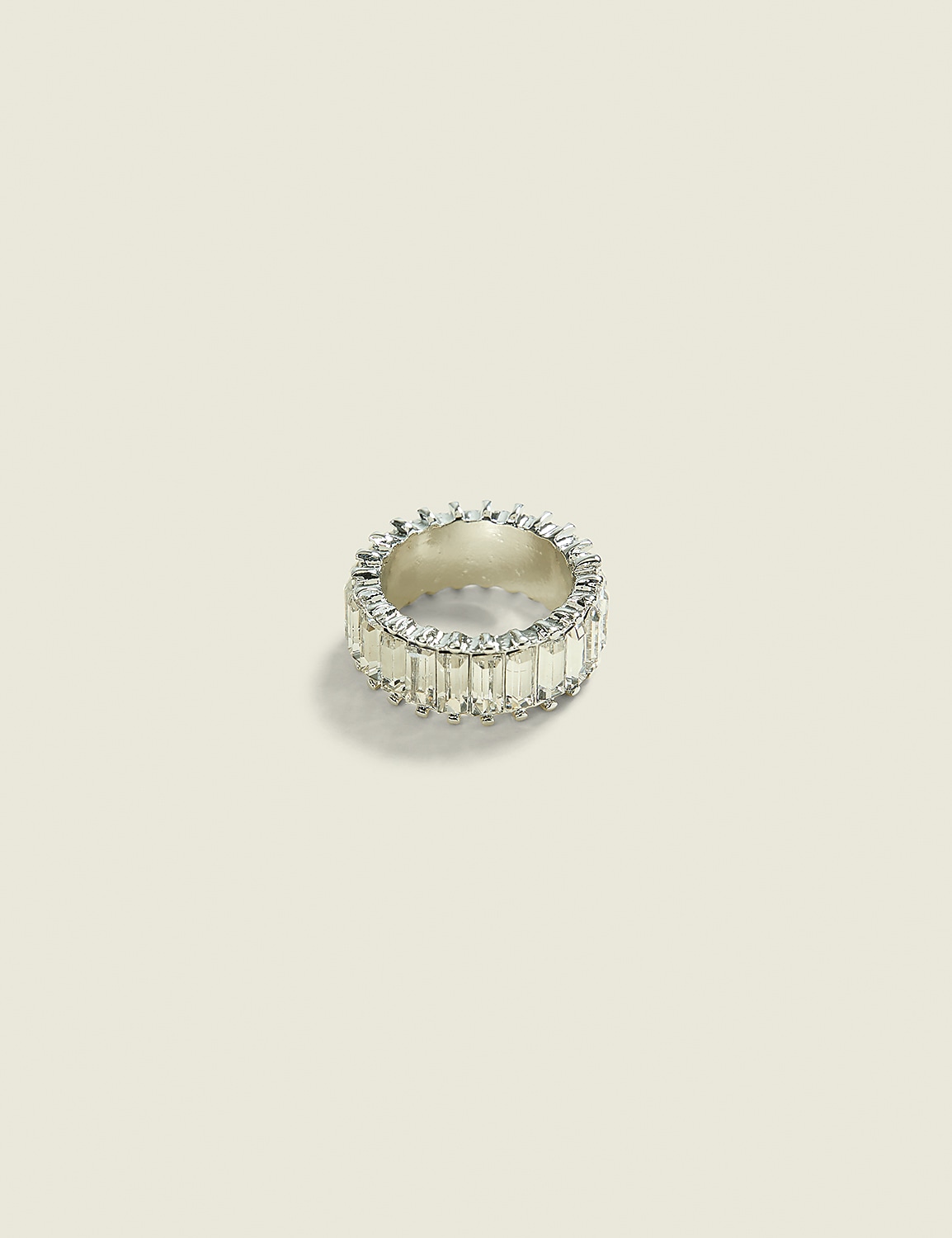 Silvertone Baguette Ring Product Image 1