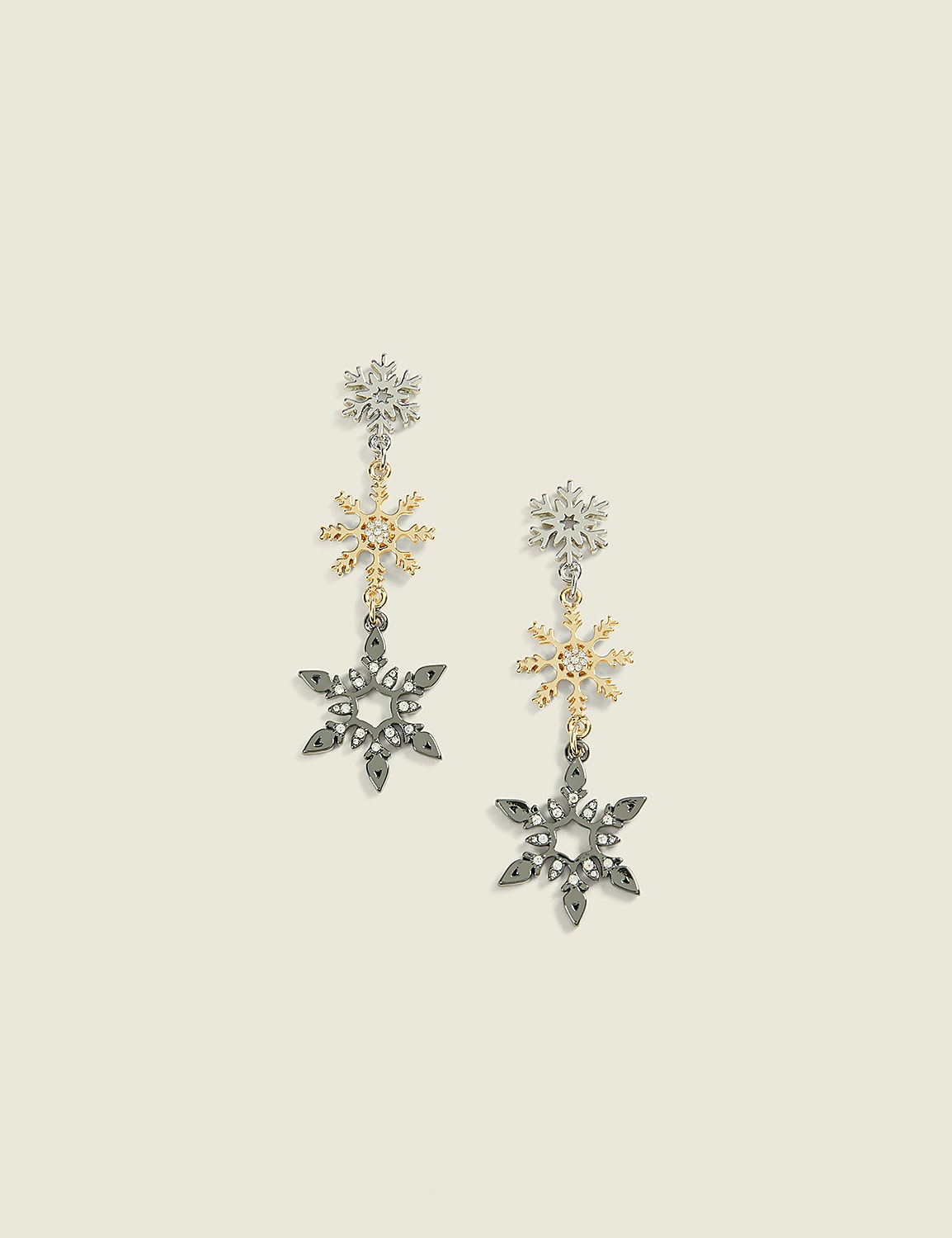 Mixed Metal Snowflake Drop Earrings Product Image 1