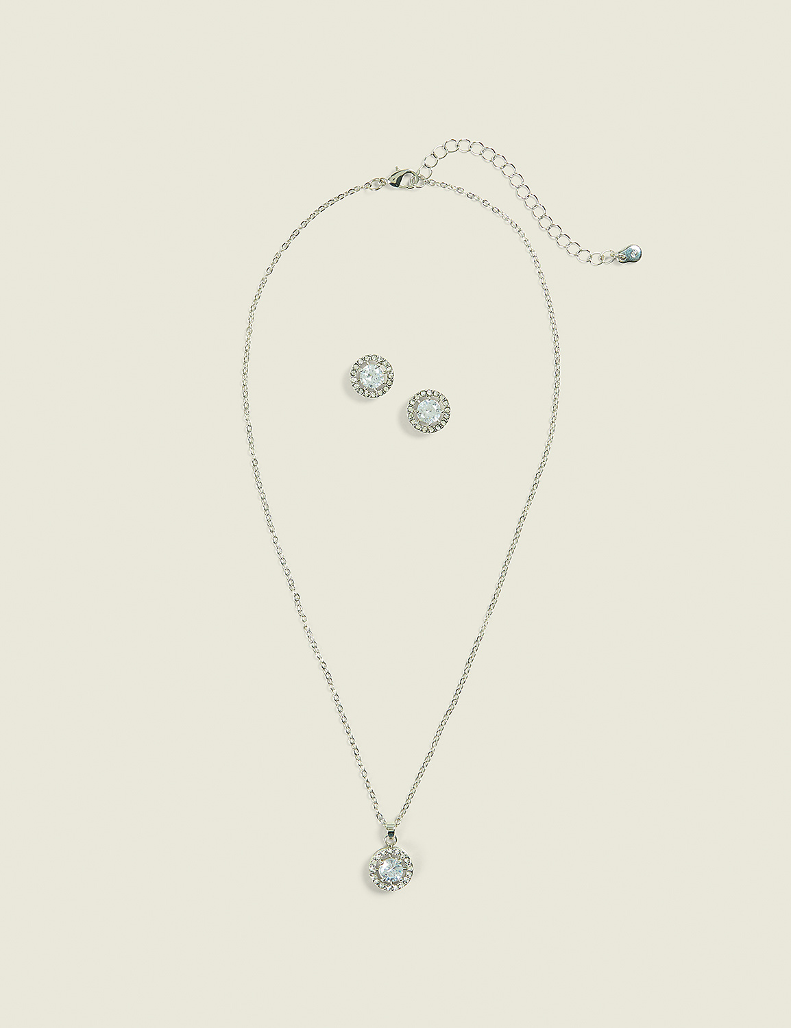 Silvertone Embellished Earring & Necklace Set Product Image 1