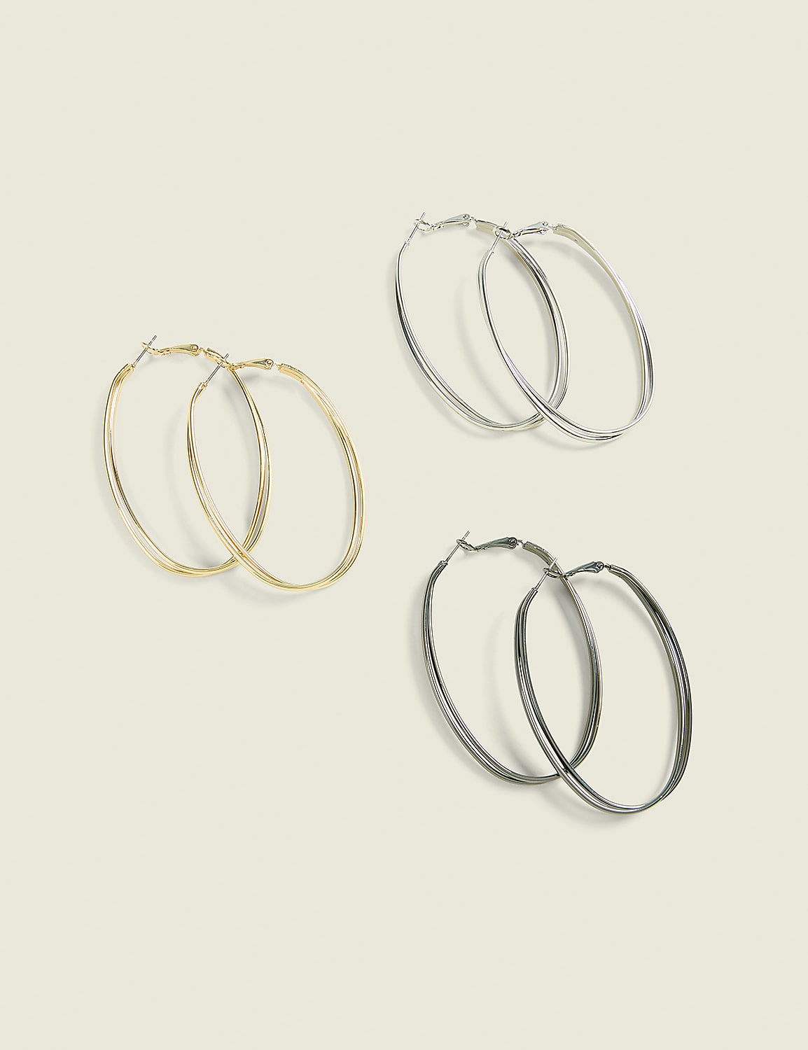 Mixed Metal Oval Hoop Earring Pack Product Image 1
