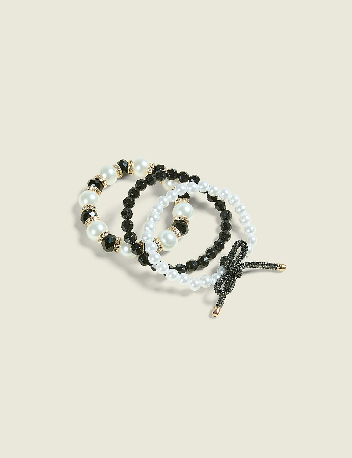 Pearlized & Black Stretch Bracelet Set Product Image 1
