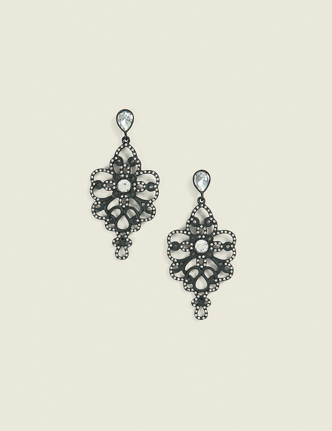 Black Filigree Drop Earrings Product Image 1