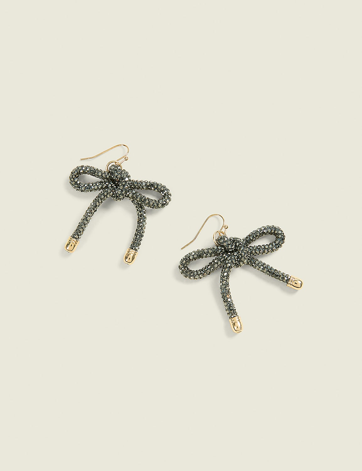 Grey Pave Bow Drop Earrings Product Image 1