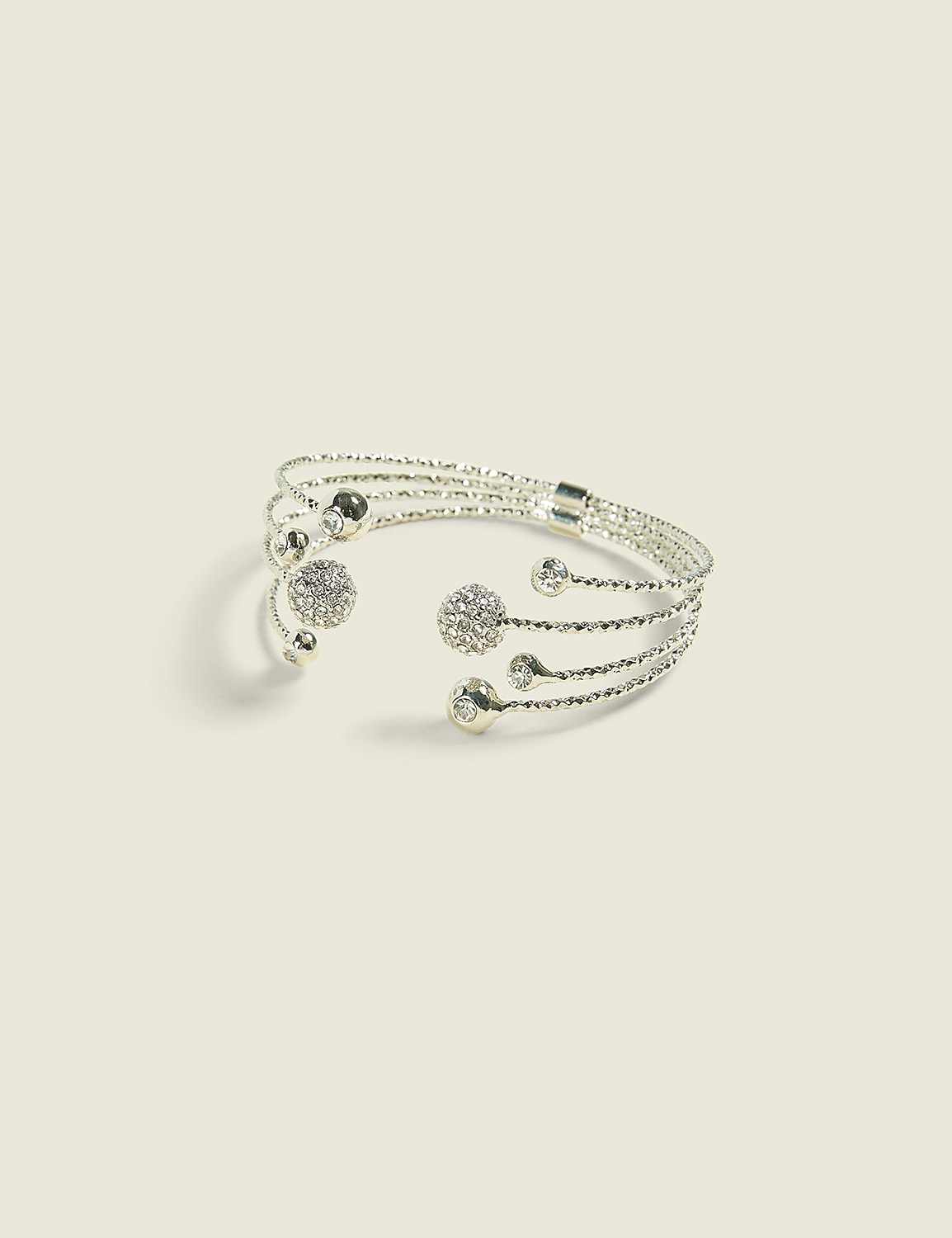 Silvertone Fireball Pave Cable Bracelet Product Image 1