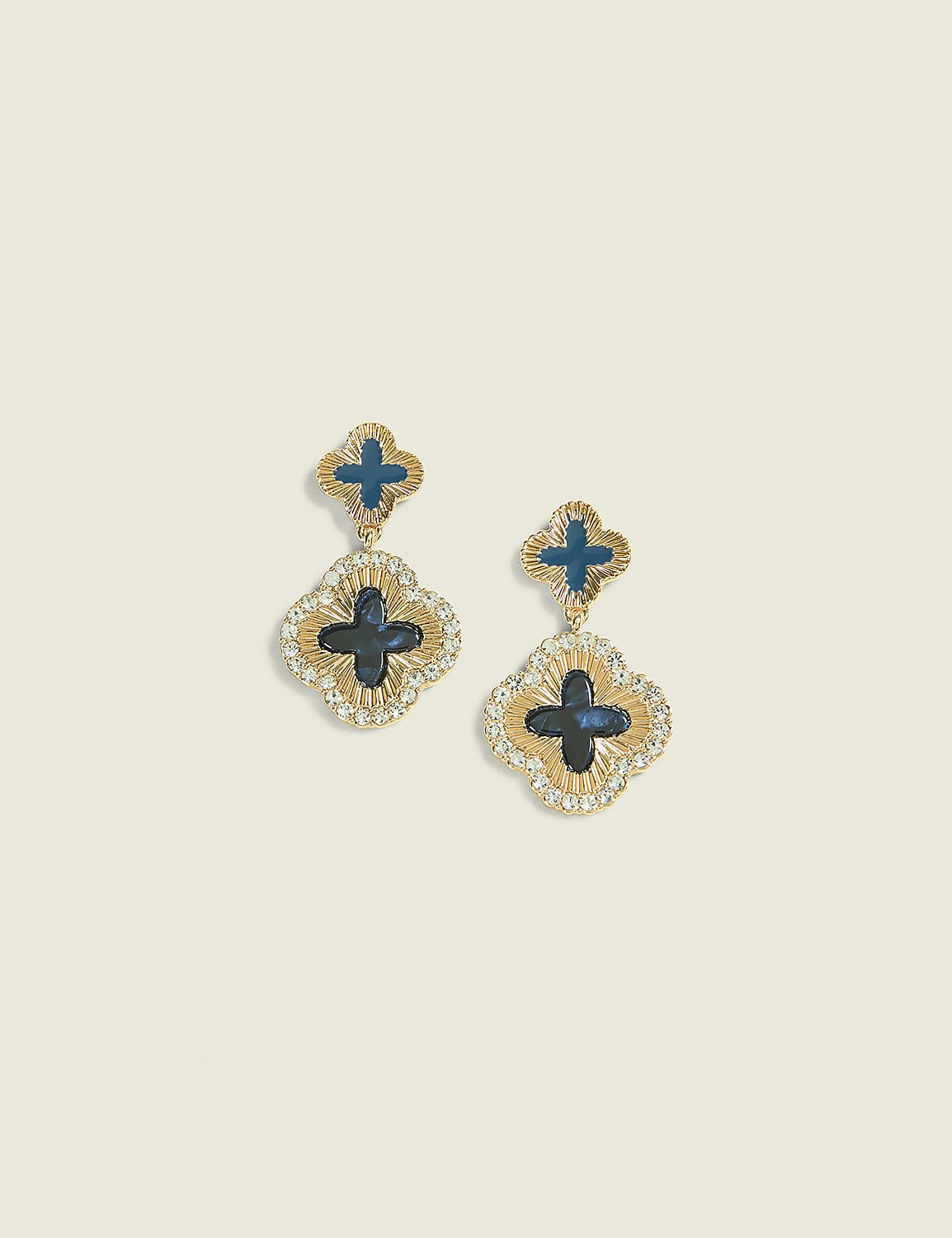 Blue Clover & Pave Drop Earrings Product Image 1