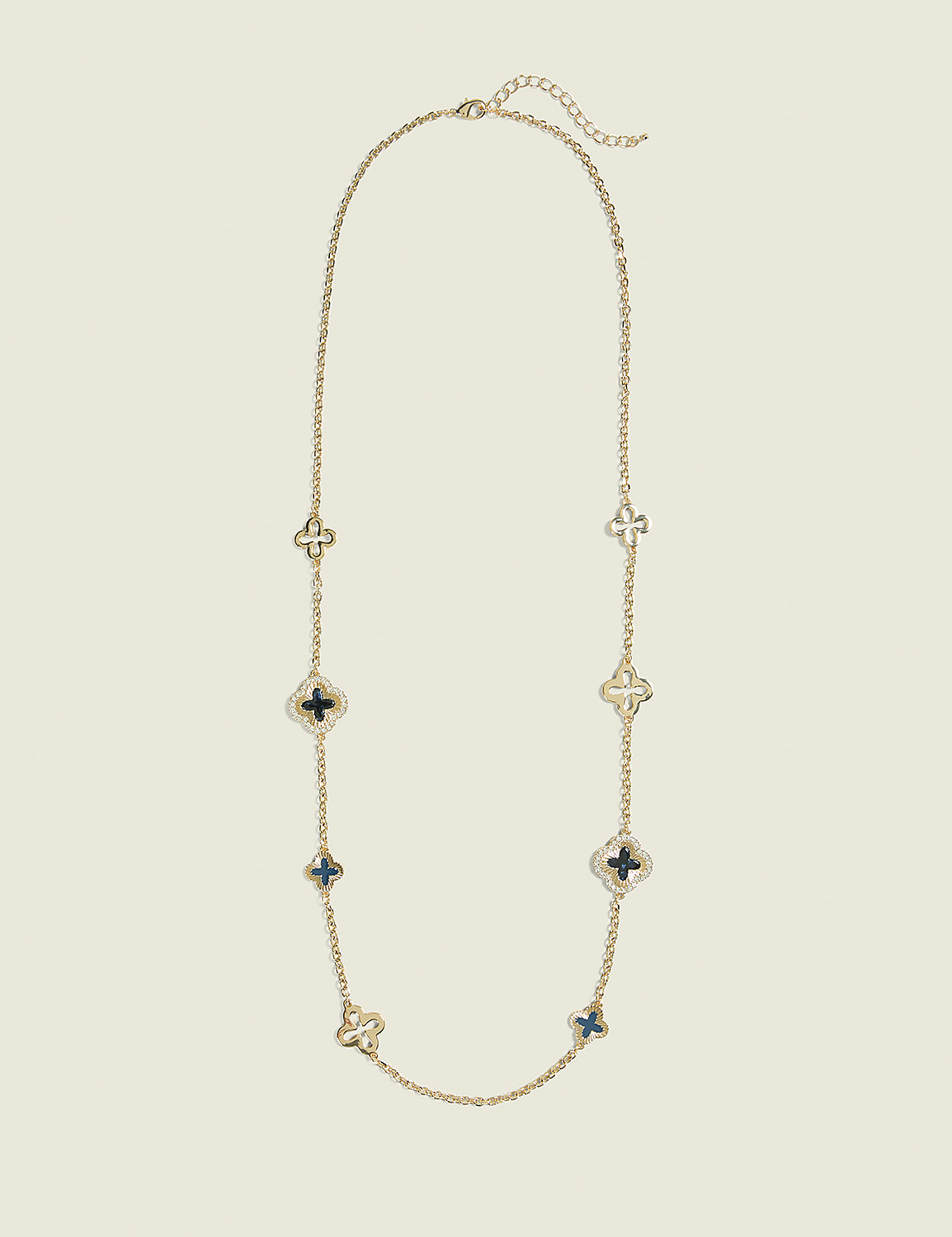 Blue Clover & Pave Long Necklace Product Image 1