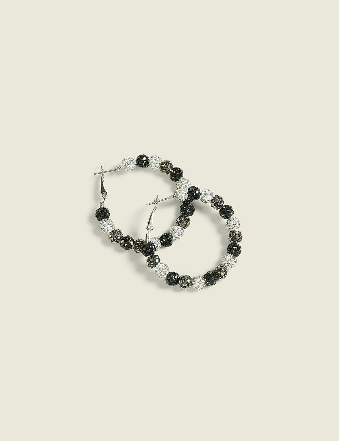 Black & Grey Pave Fireball Hoop Earrings Product Image 1