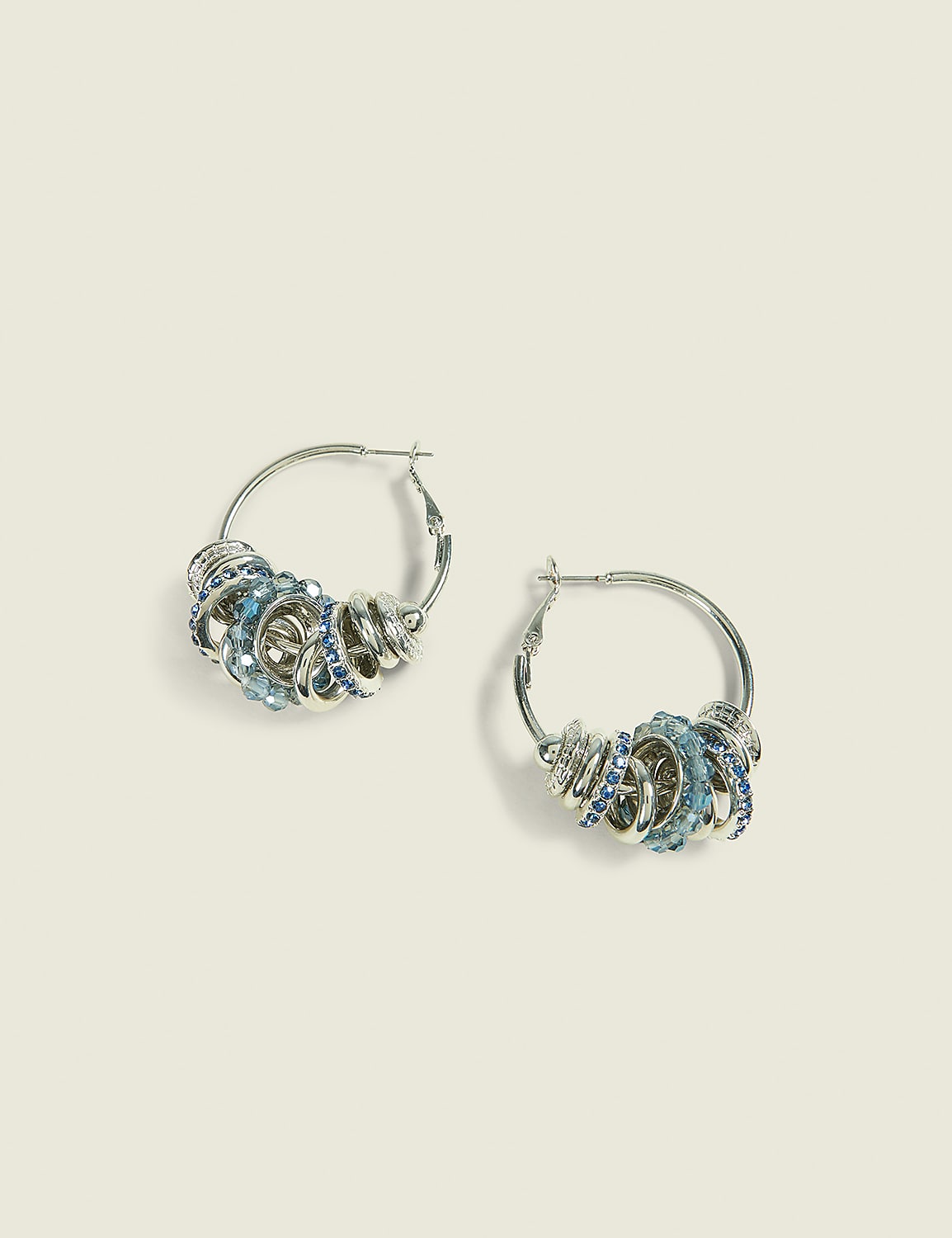 Blue & Silvertone Hoop Earrings Product Image 1