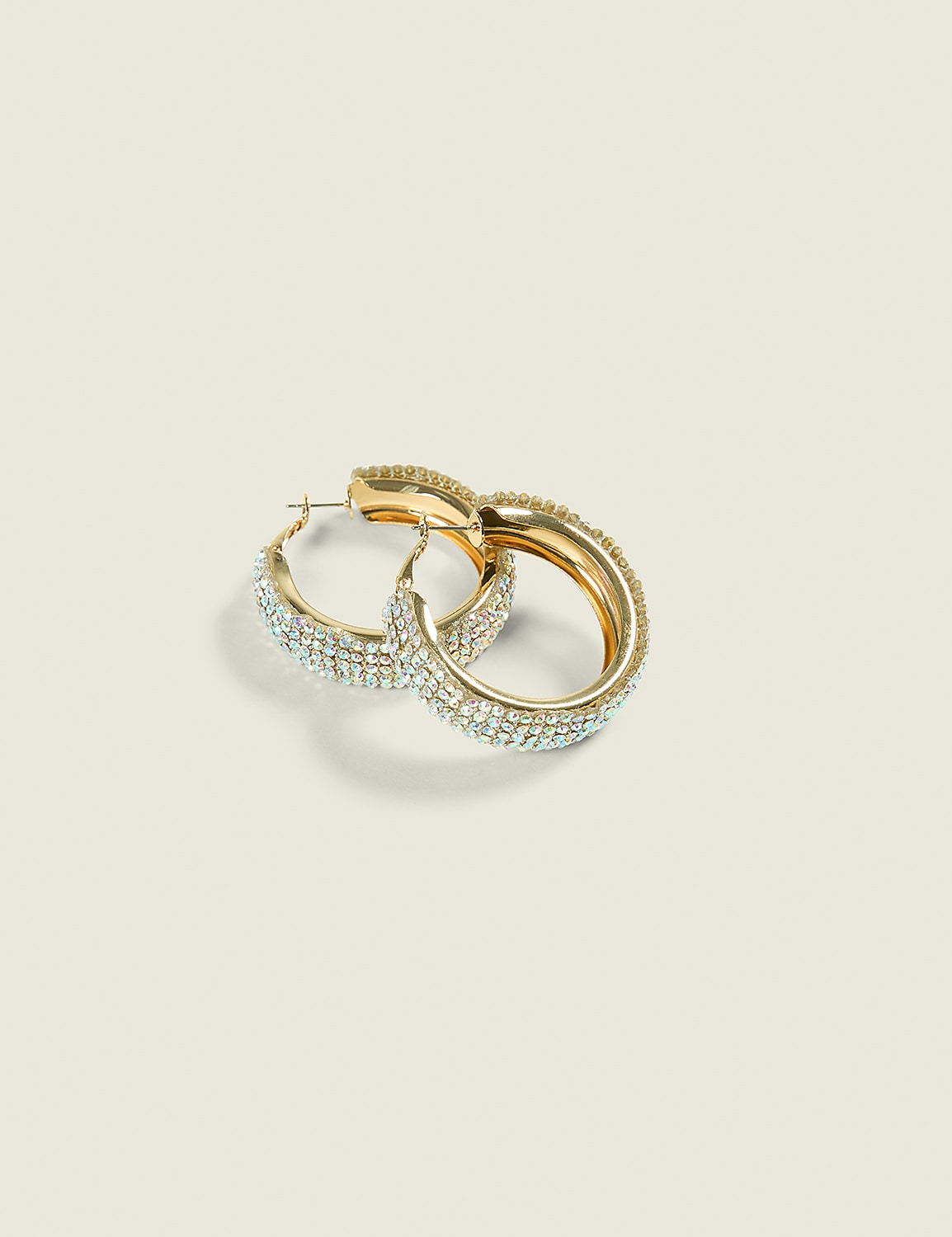 Goldtone Iridescent Hoop Earrings Product Image 1