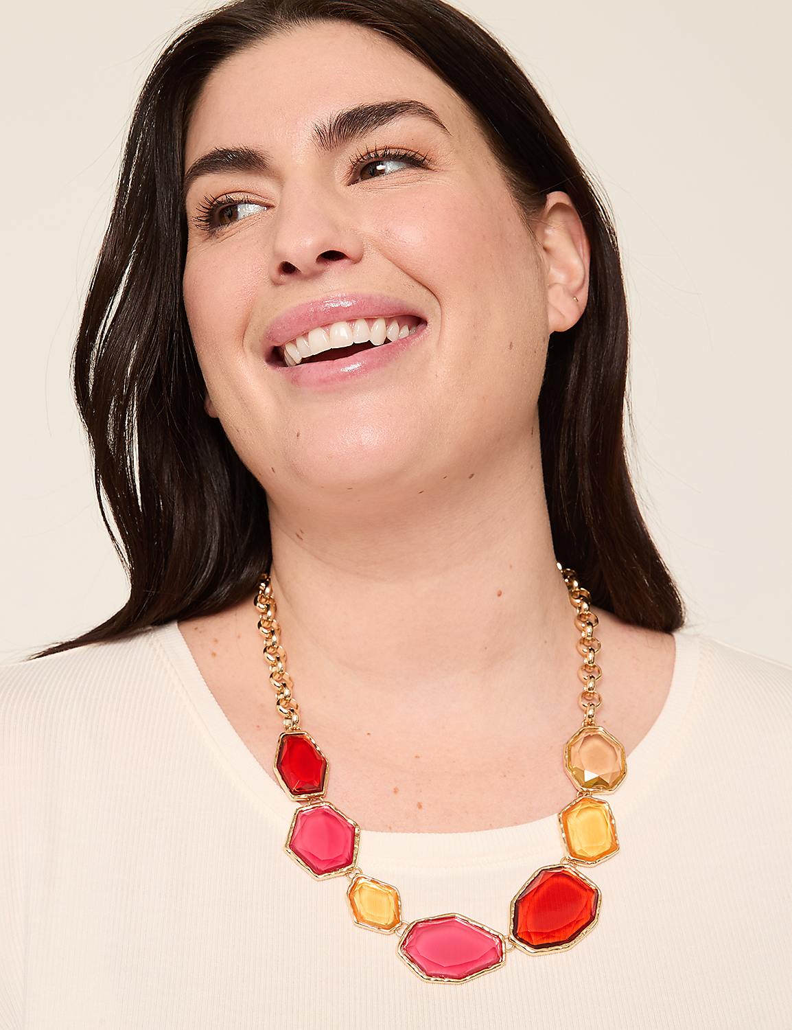 Warm Tones Imitation Stone Statement Necklace Product Image 1