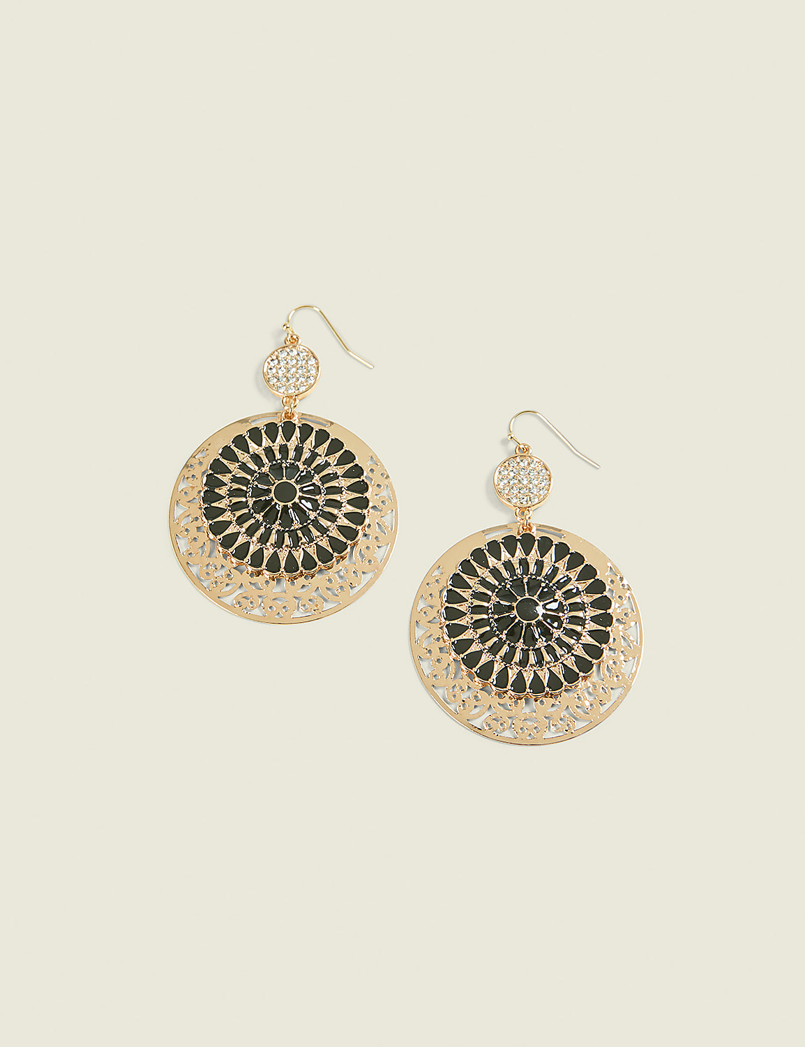 Black & Filigree Drop Earrings Product Image 1