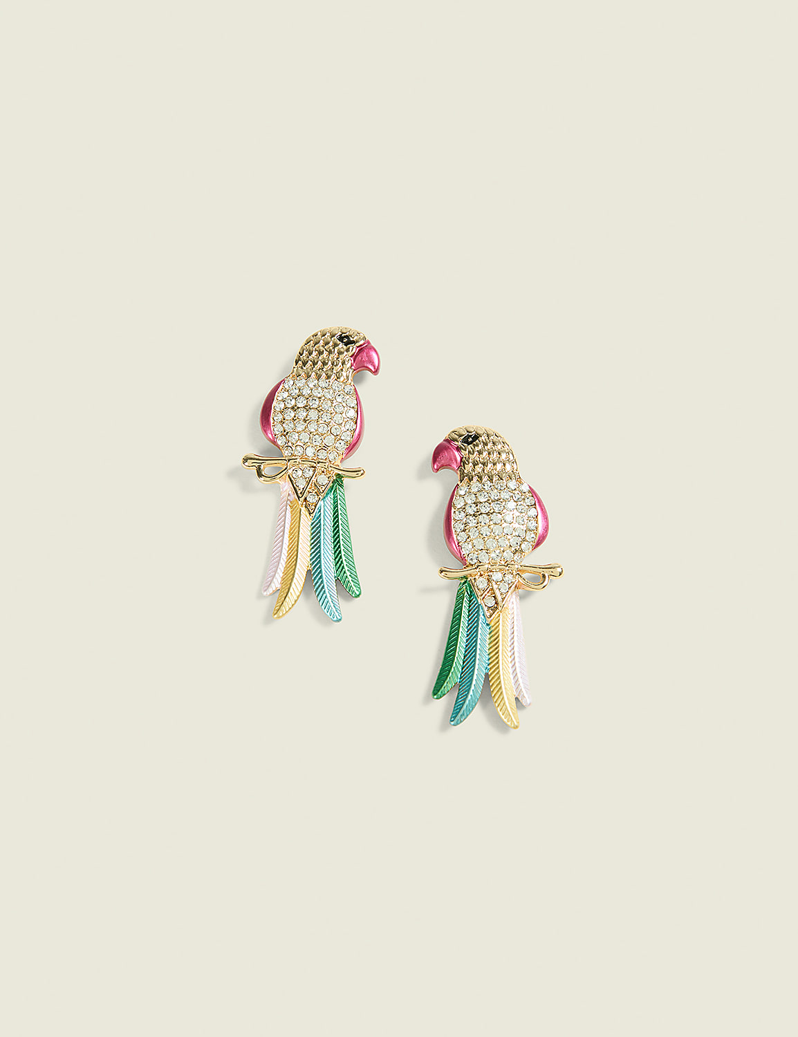 Summer Whimsy Pave Parakeet Drop Earrings Product Image 1