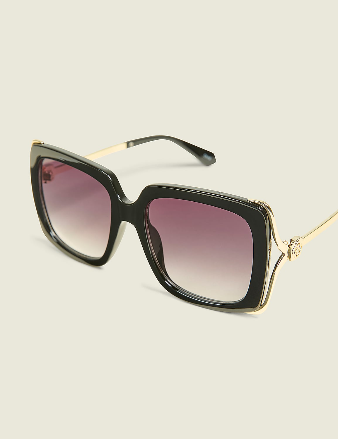 Black Side-Detail Square Sunglasses Product Image 1