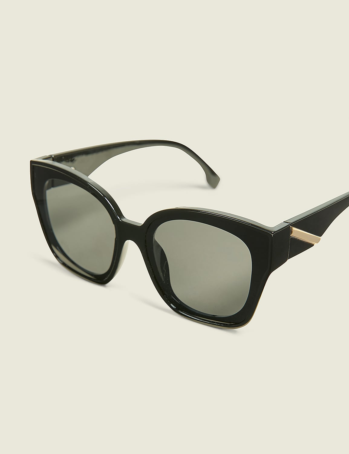 Black Goldtone-Detail Cateye Sunglasses Product Image 1