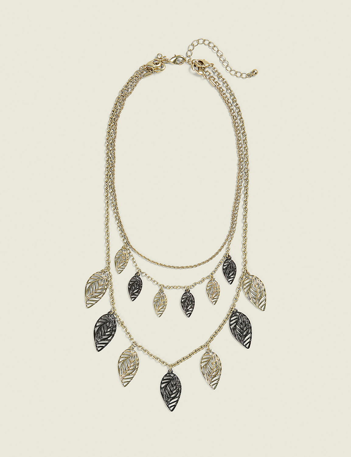 Chocolate & Goldtone Multi-Row Leaf Necklace Product Image 1