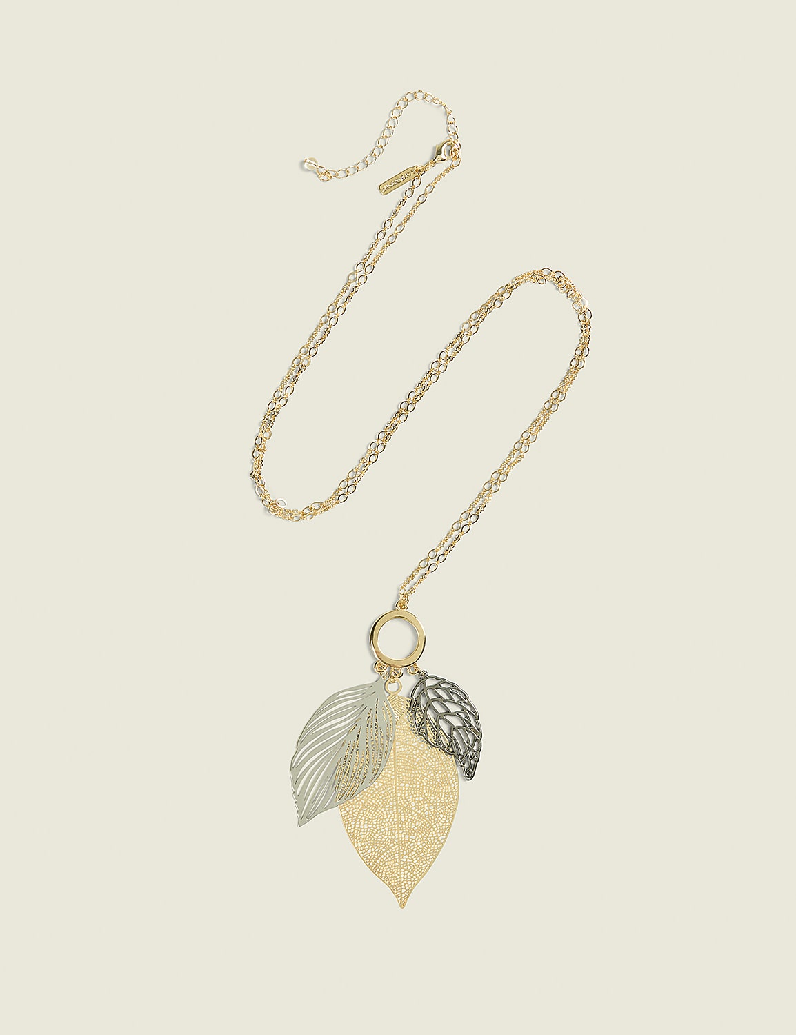Mixed Metal Leaf Pendant Necklace Product Image 1