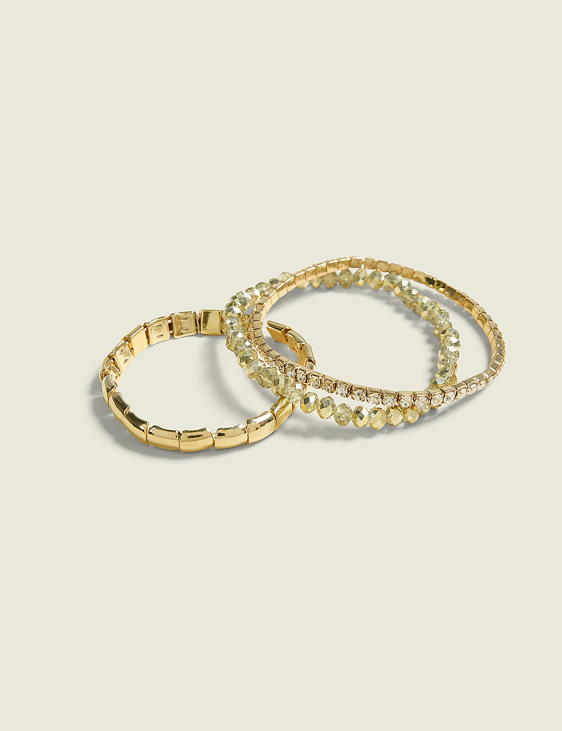 Goldtone & Clear Bracelet 3-Pack Product Image 1