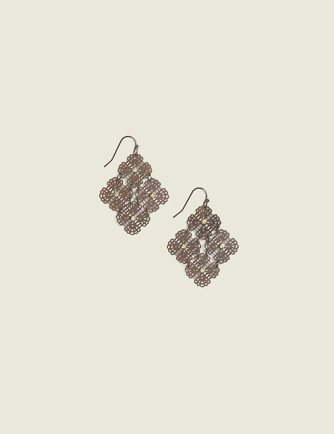 Chocolate Filigree Square Drop Earring Product Image 1
