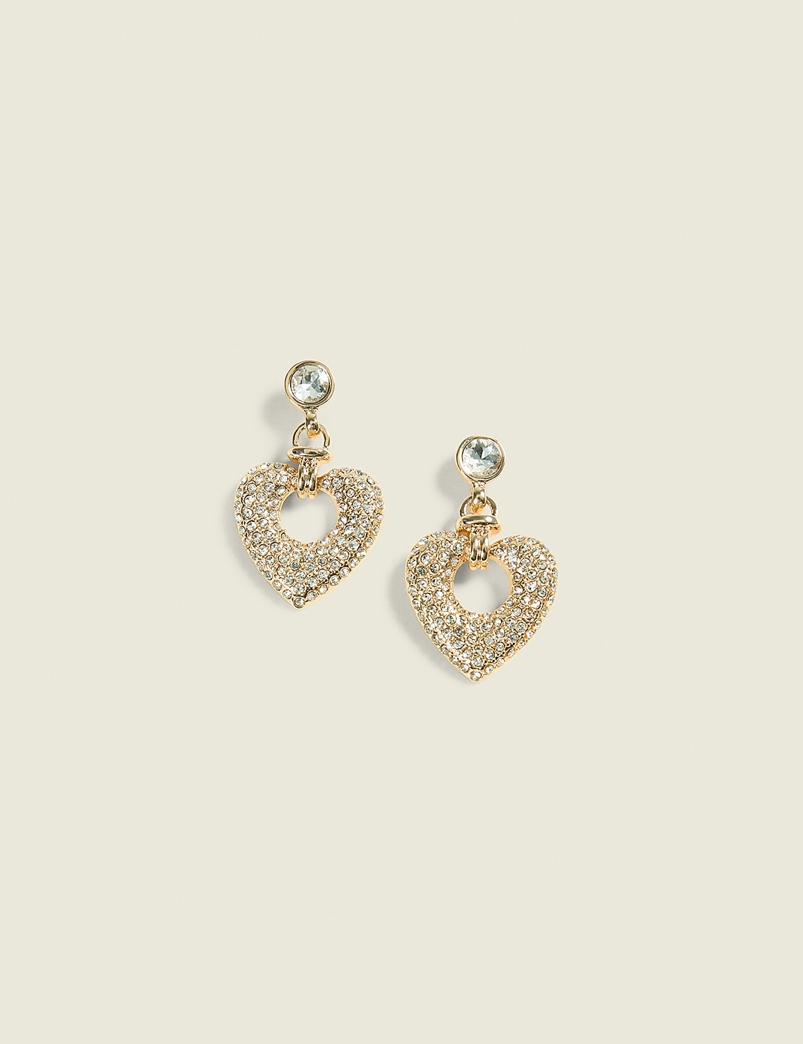Pave Heart Drop Earrings Product Image 1