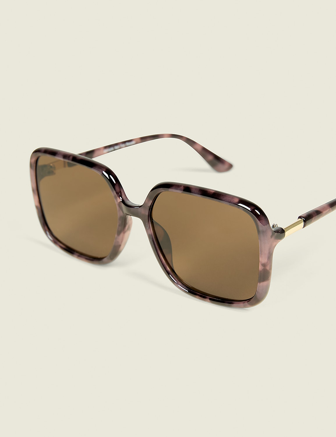 Pink Tortoiseshell Print Square Sunglasses Product Image 1