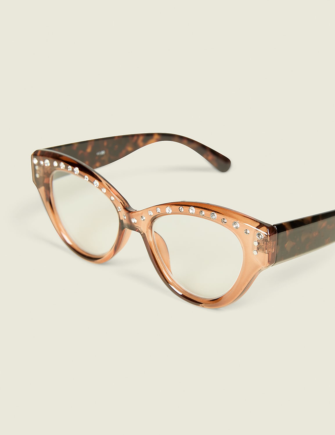 Brown Embellished Cateye Reading Glasses Product Image 1