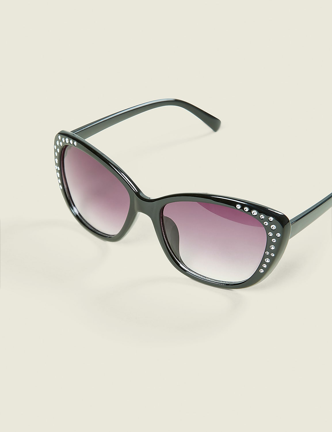 Embellished Black Cateye Sunglasses Product Image 1