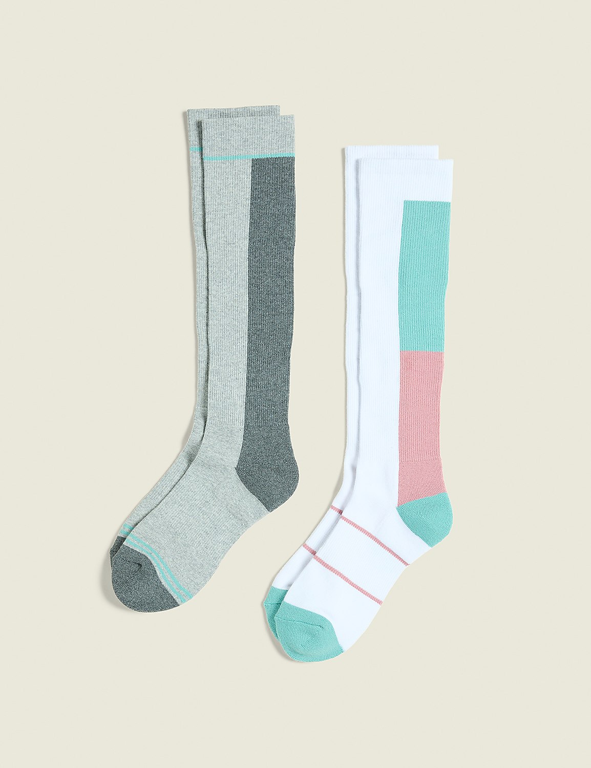 2 Pack Compression Socks- White & Grey Product Image 1
