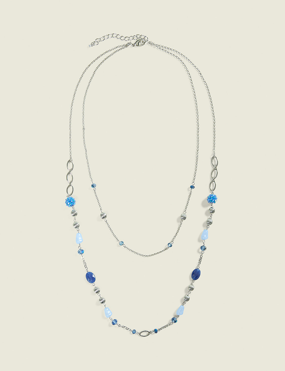 Blue Scale Beaded Multi Row Necklace Product Image 1