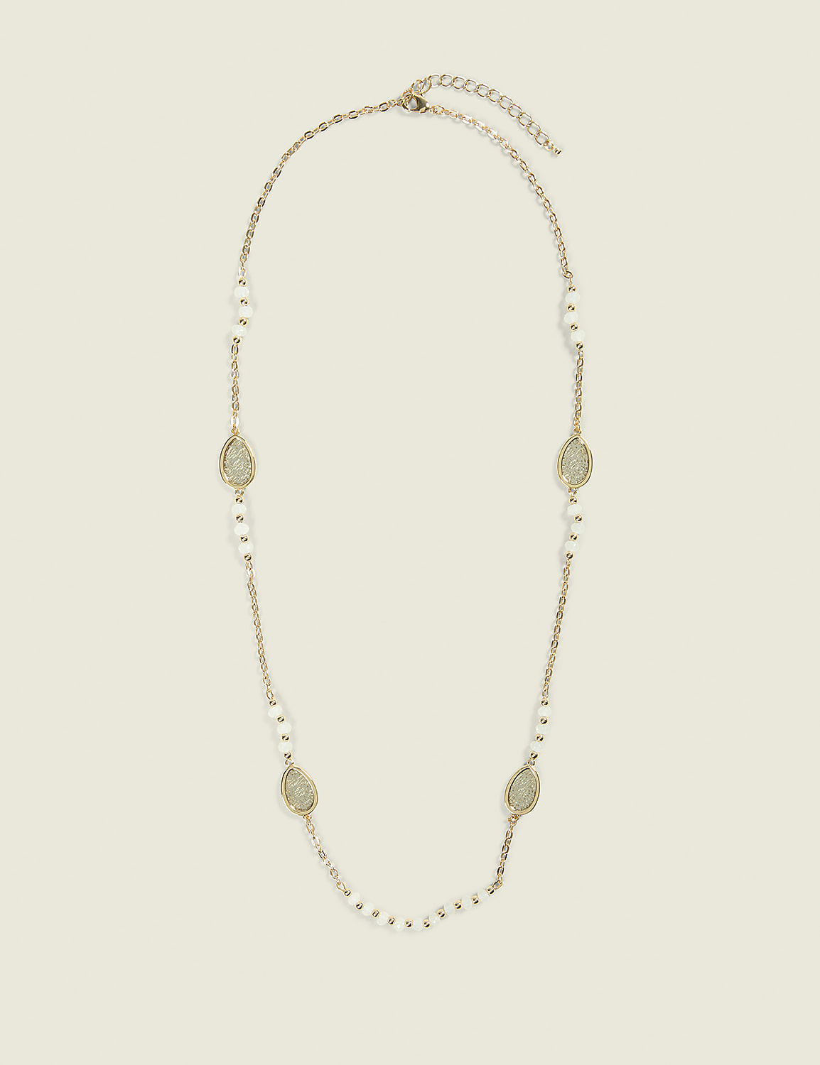 Neutral Stone & Floral Filigree Single Row Necklace Product Image 1