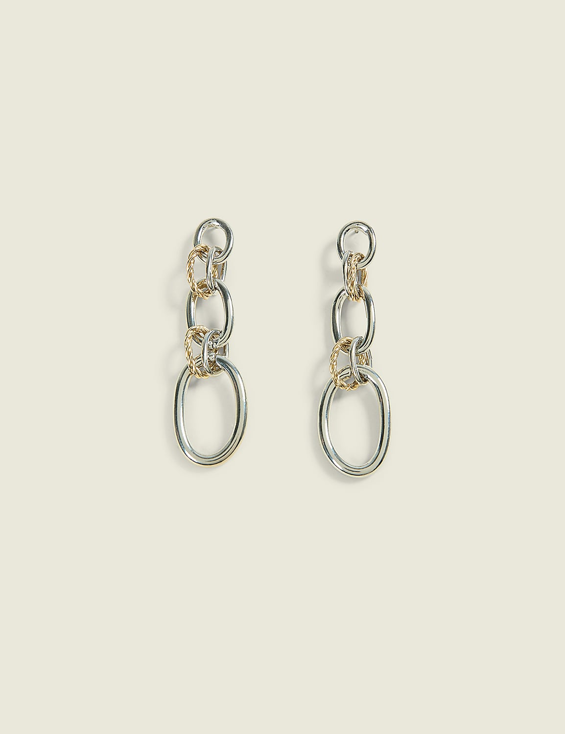 Mixed Metal Chain Link Drop Earrings Product Image 1
