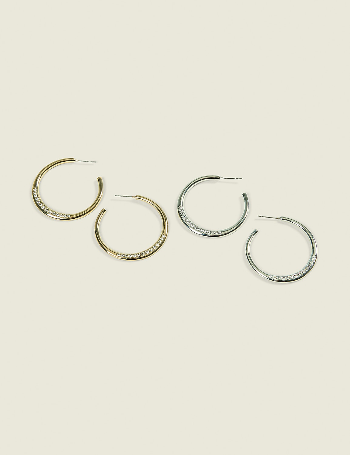 2-Pack Mixed Metal Pave Open Hoop Earring Product Image 1