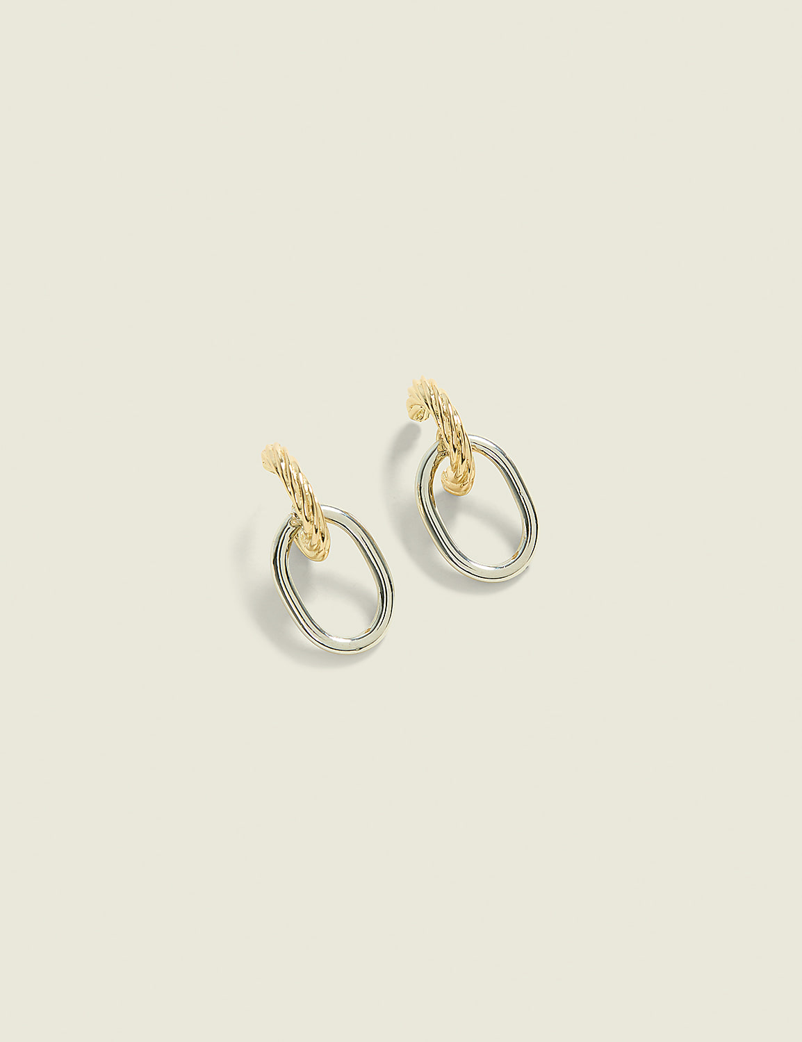 Mixed Metal Hoop & Chain Earring Product Image 1