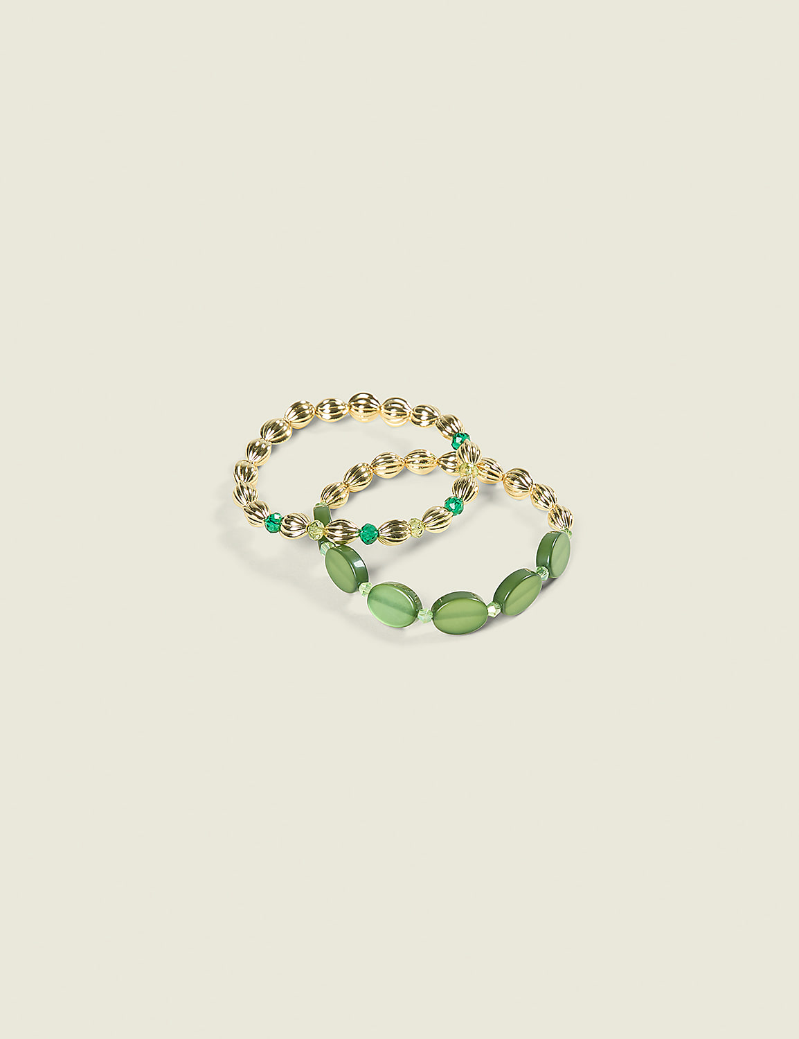 Green Cat's Eye Beaded Bracelet Set Product Image 1