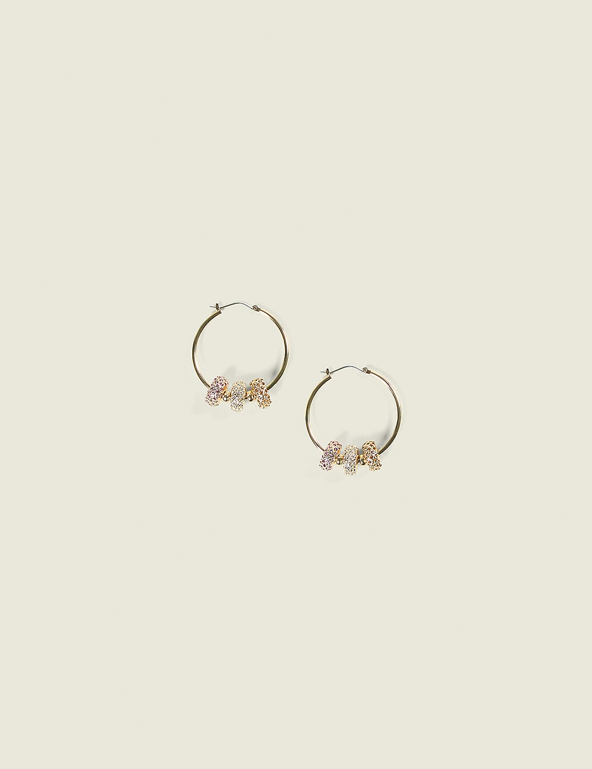 Pave Circle Charm Hoop Earrings Product Image 1