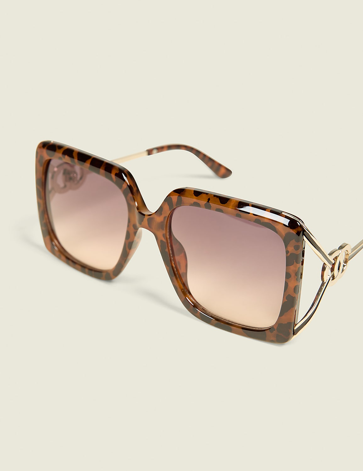 Leopard Side-Detail Square Sunglasses Product Image 1