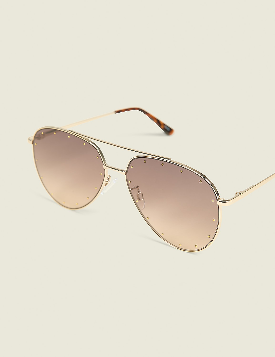 Goldtone Studded Aviator Sunglasses Product Image 1
