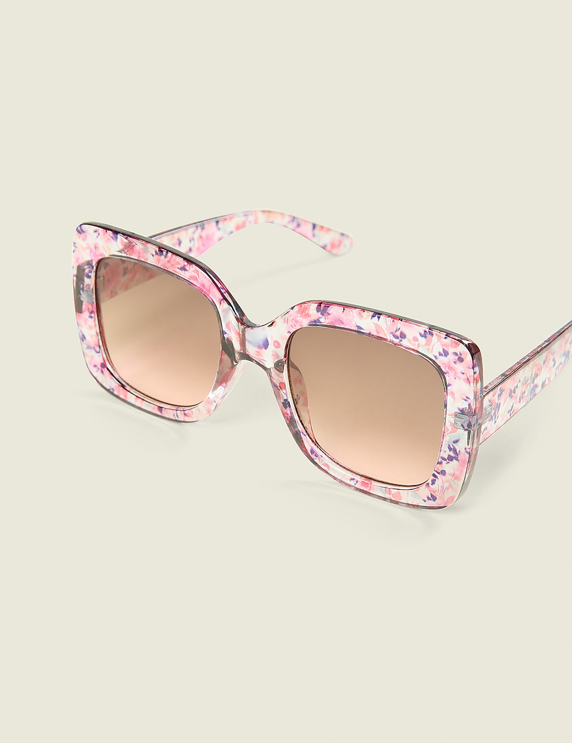 Pink Floral Square Sunglasses Product Image 1