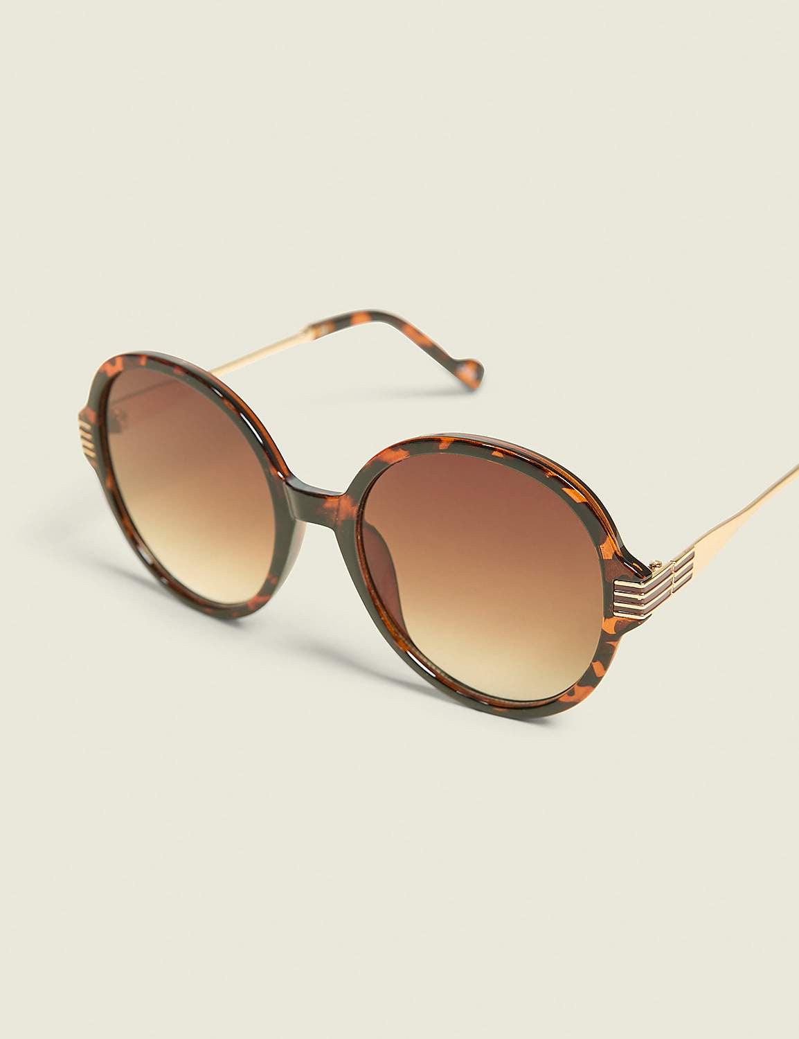 Tortoiseshell Print Round Sunglasses Product Image 1