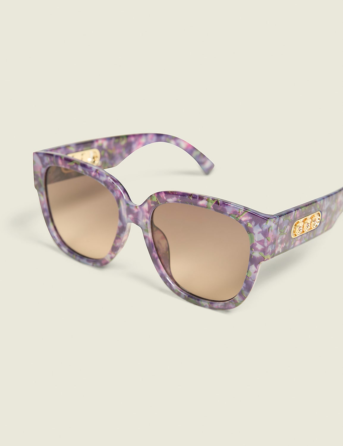 Purple Tortoiseshell Print Cateye Sunglasses Product Image 1