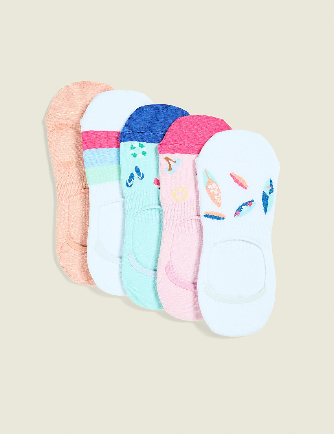 5-Pack No-Show Socks - Beach Party Product Image 1