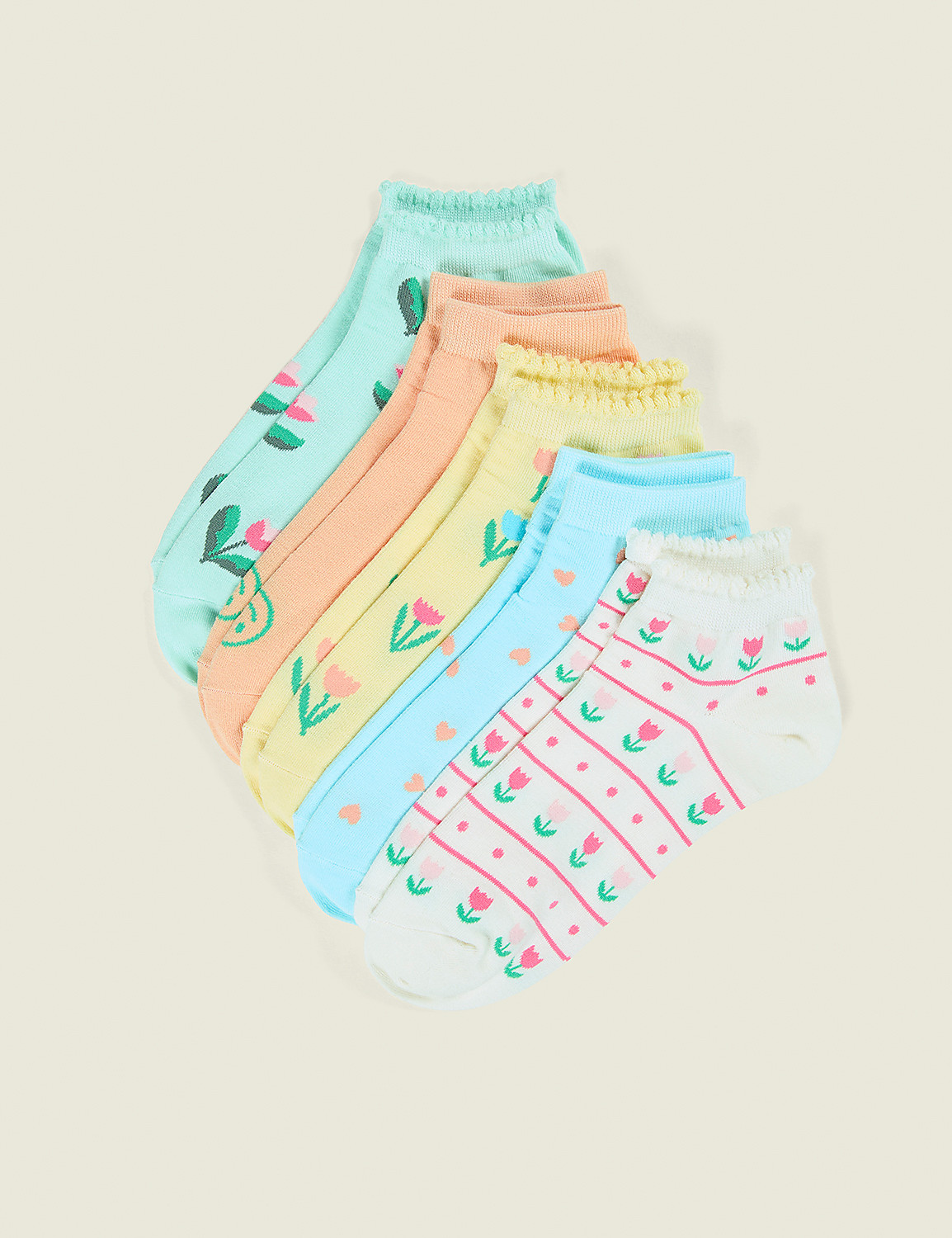 5-Pack Ankle Socks - Floral Positive Vibes Product Image 1