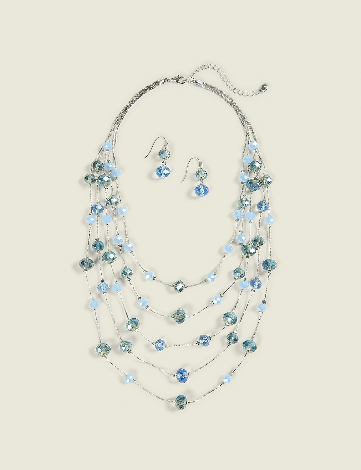 Blue Beaded Necklace & Earrings Set Product Image 1
