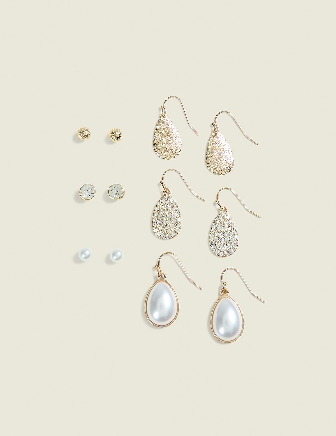 Goldtone Stud & Teardrop Earrings 6-Pack Product Image 1