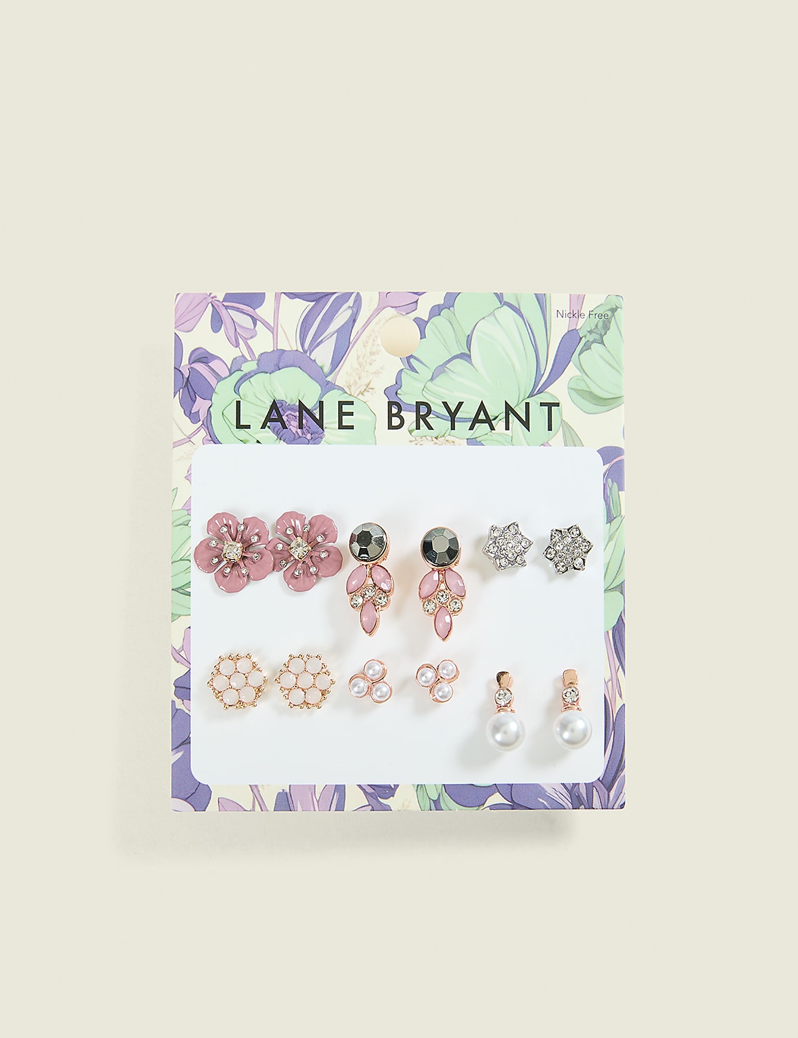 Pink & Pearlized Flower Earrings 6-Pack Product Image 1