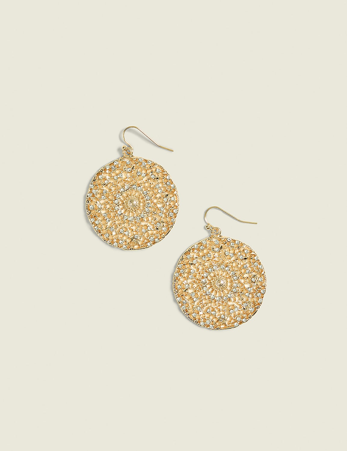 Goldtone Filigree Round Drop Earrings Product Image 1
